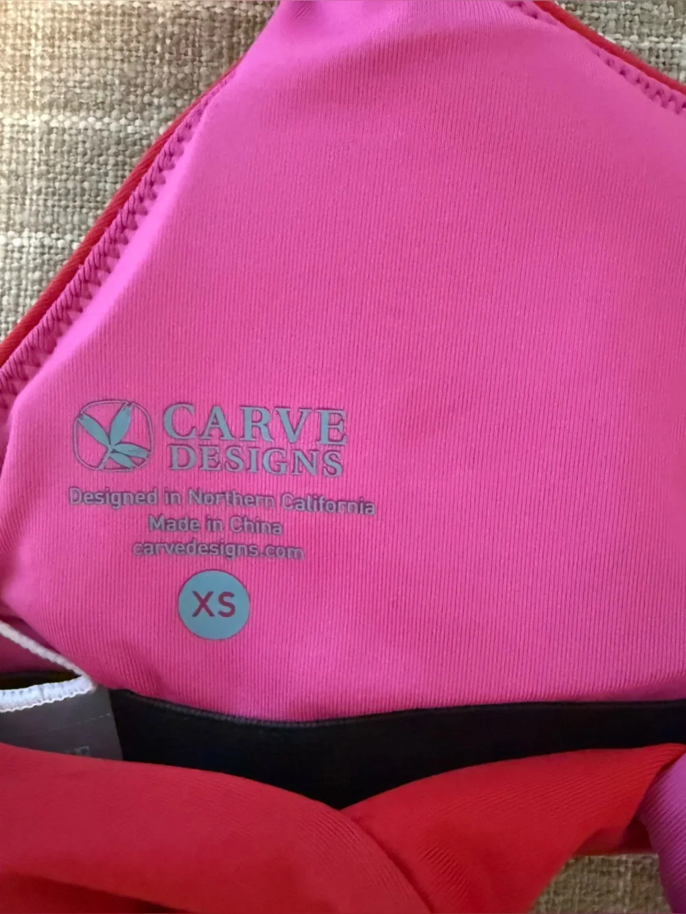 Carve Designs Pink and Red Bikini Top